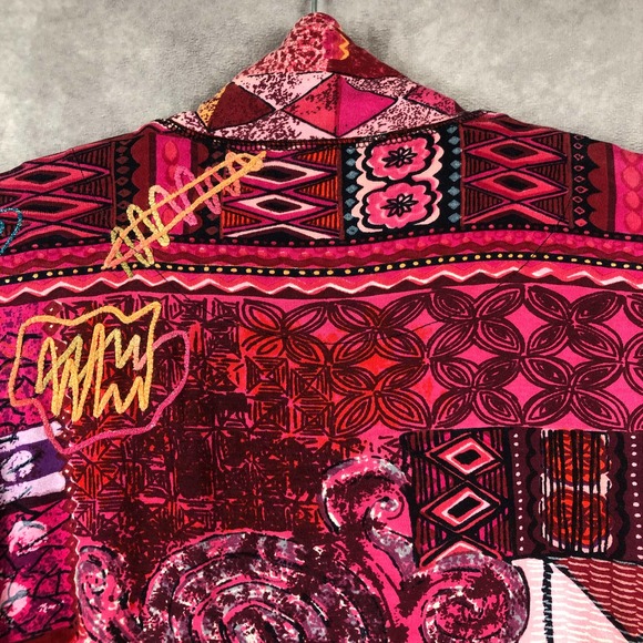 Spa by Chico's Jacket Womens 2 Large Full Zip Art To Wear Abstract Pink Colorful - Picture 9 of 12